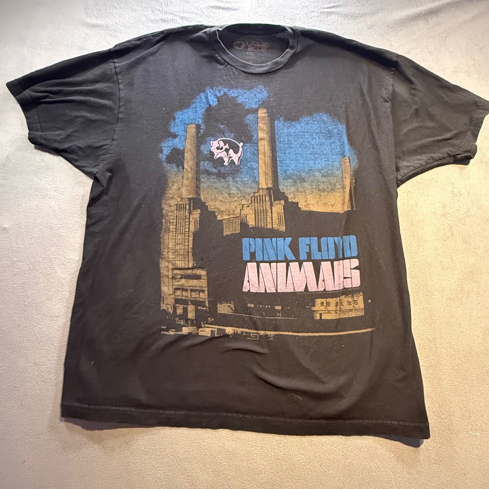 Liquid Blue Pink Floyd Animals Graphic Tee Black XXL Battersea Power Station